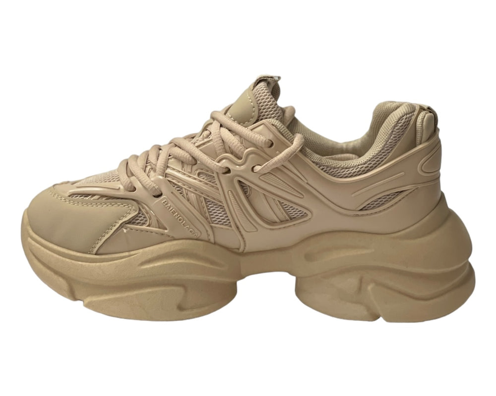 Chunky Sole Lace Up Mesh Trainers