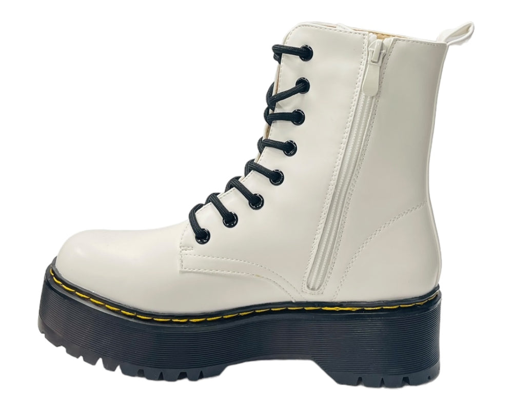 Platform Faux Leather Ankle Boots