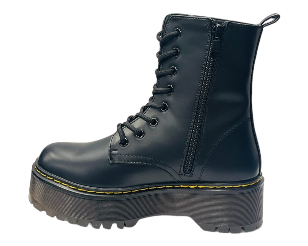 Platform Faux Leather Ankle Boots