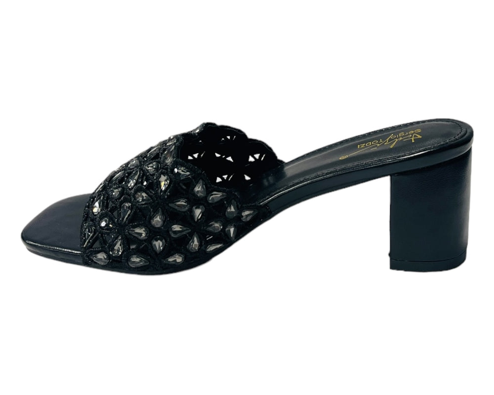 Diamante Strap Block Heel Sandals