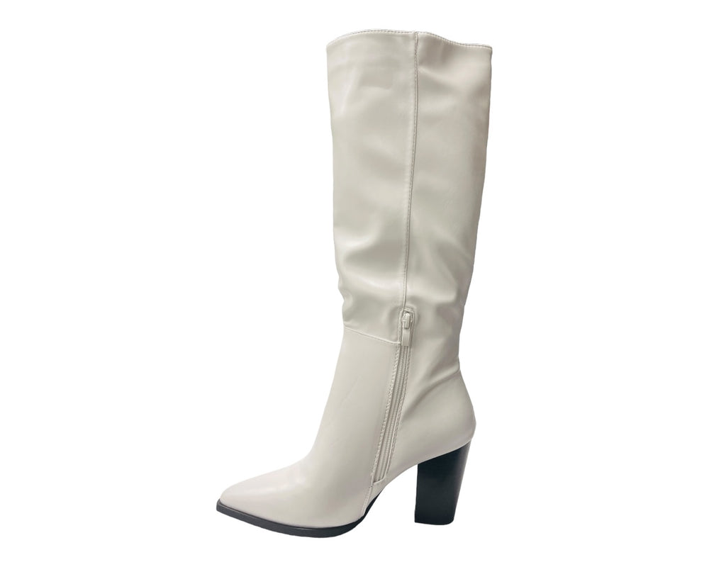 Block Heel Knee High Faux Leather Boots