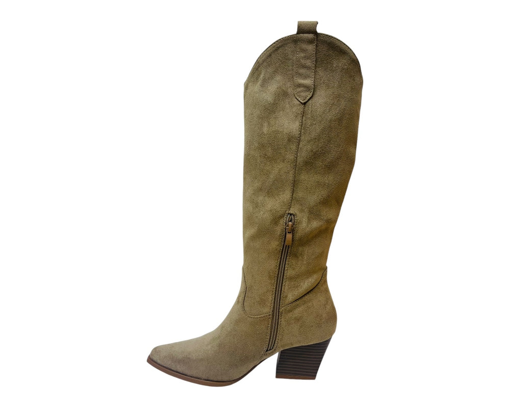 Western Cowboy Faux Suede Knee High Boots