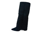 Fold Over Kneel High Diamante Fishnet Boots
