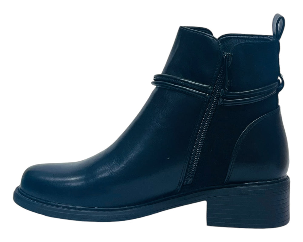 Faux Leather Zip Ankle Boots