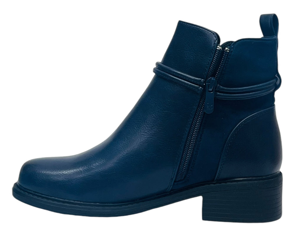 Faux Leather Zip Ankle Boots