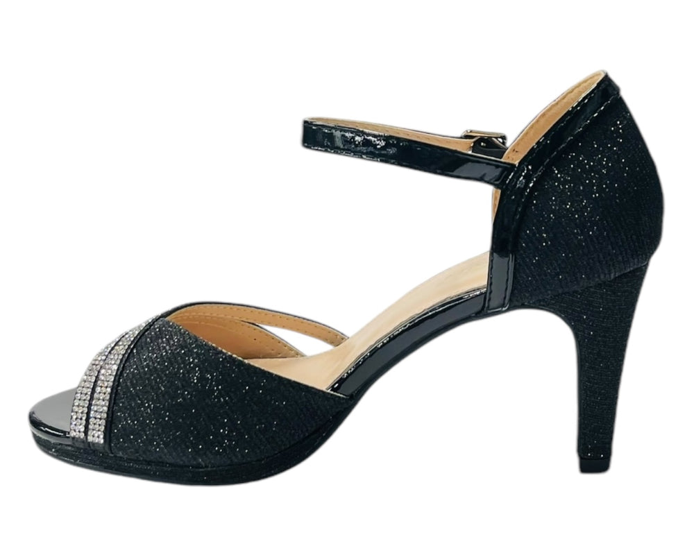 Rhinestone Glitter Ankle Strap Stiletto Heel Shoes