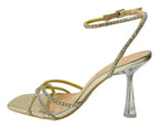 Rhinestone Crossover Strappy Spool Heel Shoes