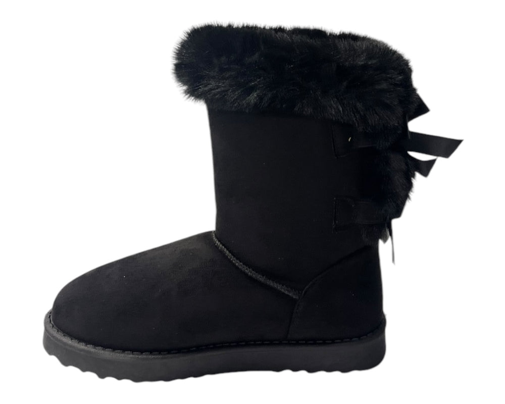 Pull On Faux Fur Lined Ankle Boots
