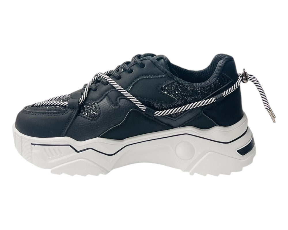 Chunky Sole Glitter Lace Up Trainers