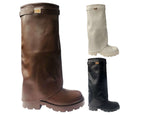 Knee High Faux Leather Fold Over Chunky Sole Boots