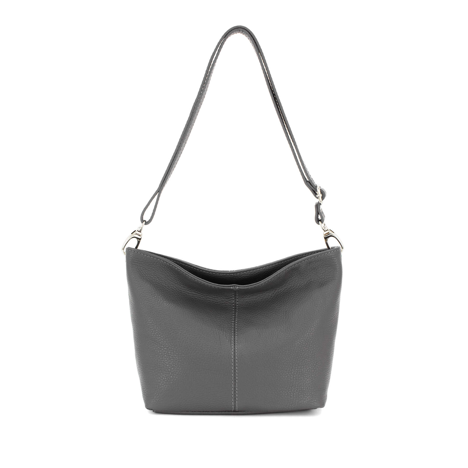 Italian Designer Plain Leather Bucket Bag - Swolit Beatrice - Dark Grey Main image
