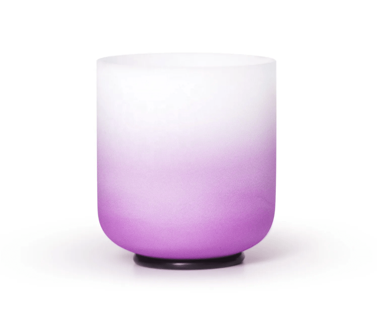 Crystal Singing Bowl Set Half Colour Gradient Design 6-12" 7pcs Frosted Quartz