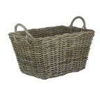 Red Hamper Rectangular Grey Rattan Floor Storage Basket
