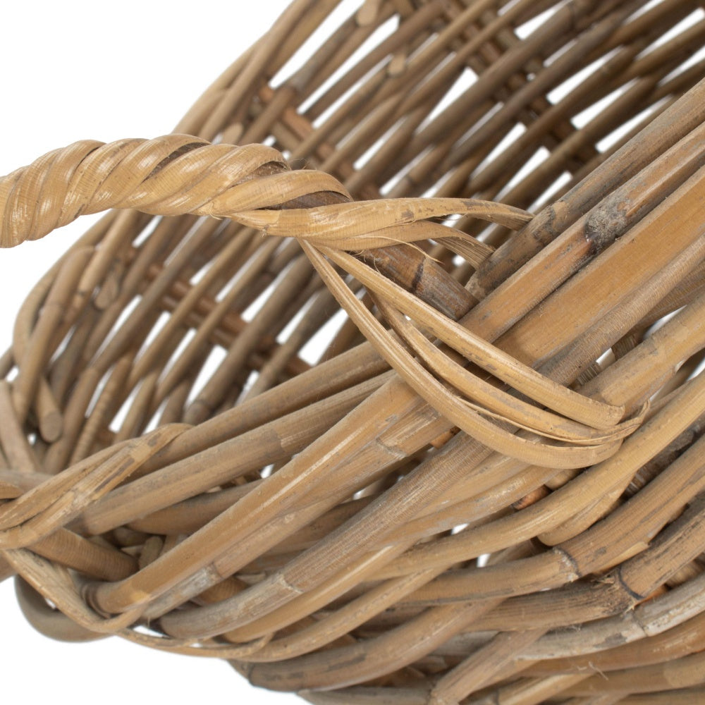 Red Hamper Small Round Grey Rattan Log Basket