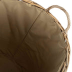 Hessian Lined Tall Round Fireside Rattan Log Basket