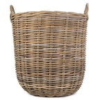 Hessian Lined Tall Round Fireside Rattan Log Basket