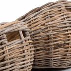 Boat Shaped Rattan Log Basket with Hessian Lining