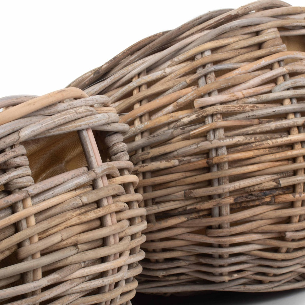 Boat Shaped Rattan Log Basket with Hessian Lining