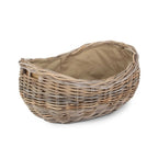 Boat Shaped Rattan Log Basket with Hessian Lining