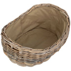 Boat Shaped Rattan Log Basket with Hessian Lining