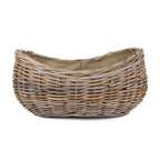 Boat Shaped Rattan Log Basket with Hessian Lining