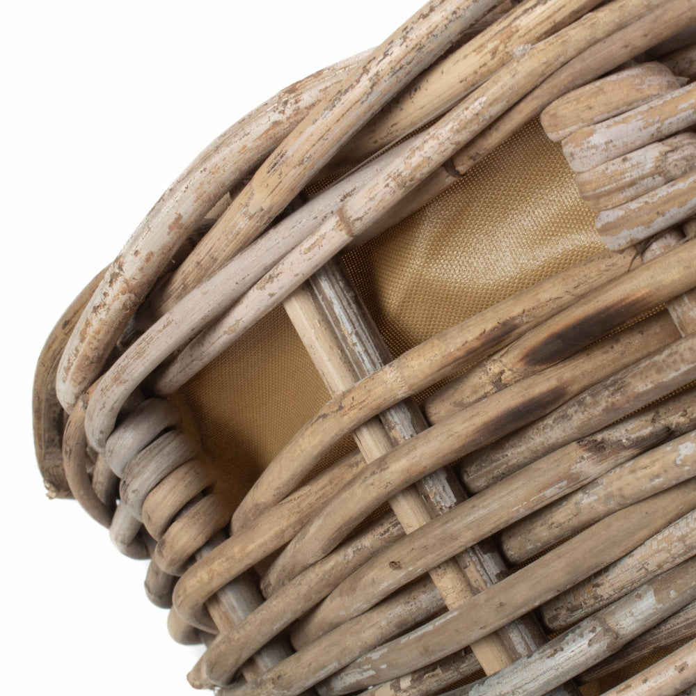 Boat Shaped Rattan Log Basket with Hessian Lining