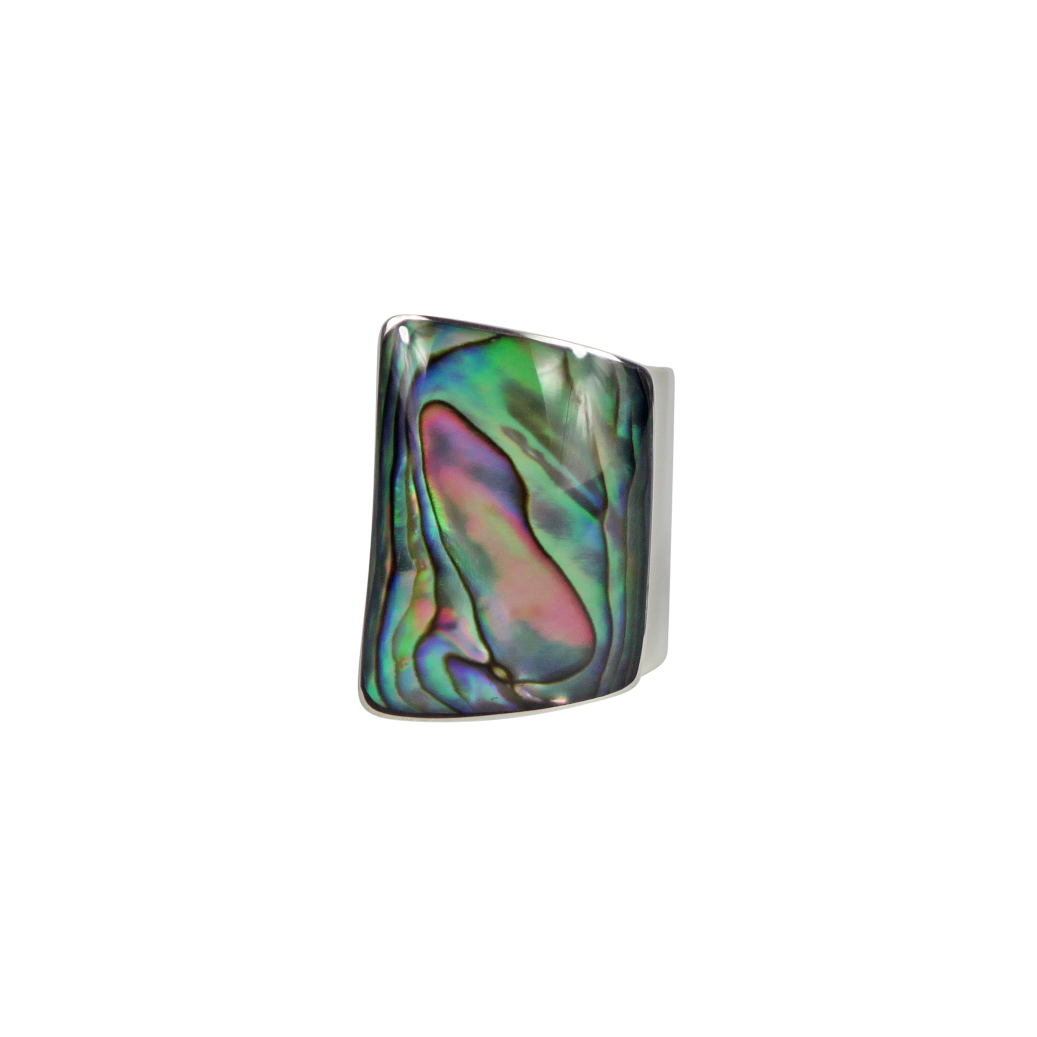 Coral misshaped colourful rectangle ring with sterling silver base by Sundari jewellery Main image