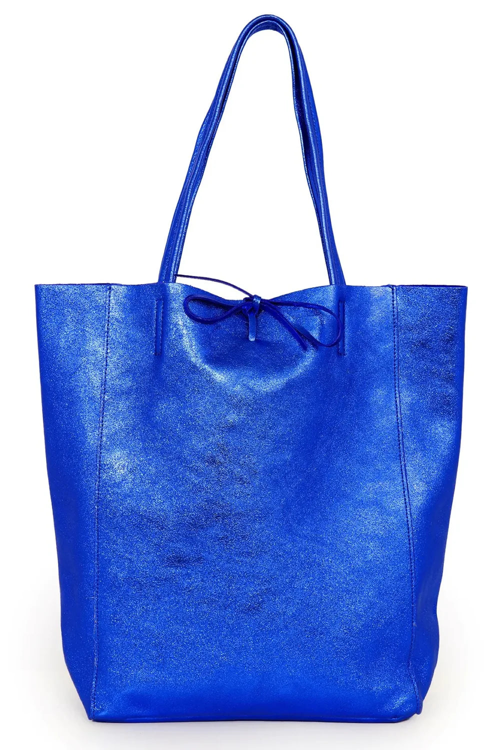 Ladies Soft Italian Real Leather Metallic Shopper Tote Bags Women Girls College Shoulder Handbags for Women