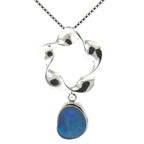 Pearlz Ocean Blue Boulder Opal Flower Pendant Necklace