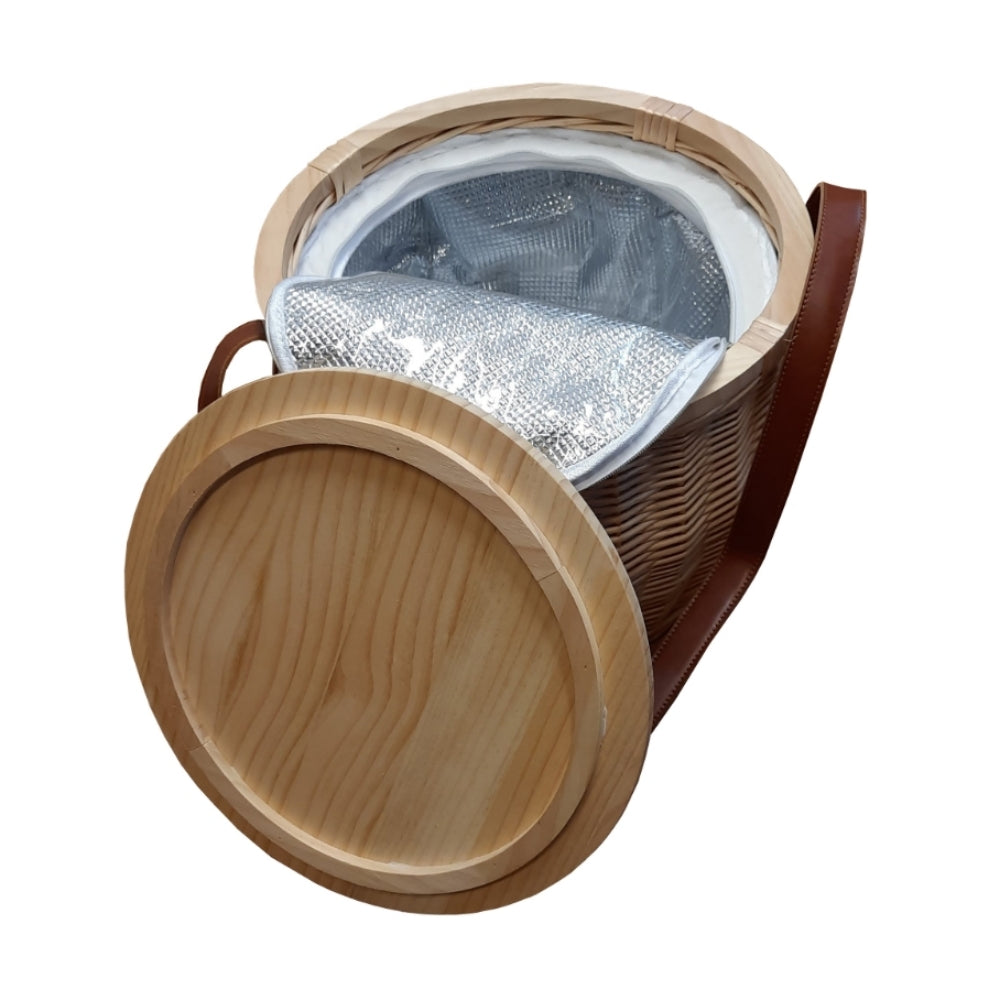 Red Hamper Round Insulated Picnic Basket with Chopping Board Lid Main image