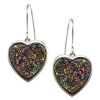 Pearlz Ocean Rainbow Druzy Heart Earrings