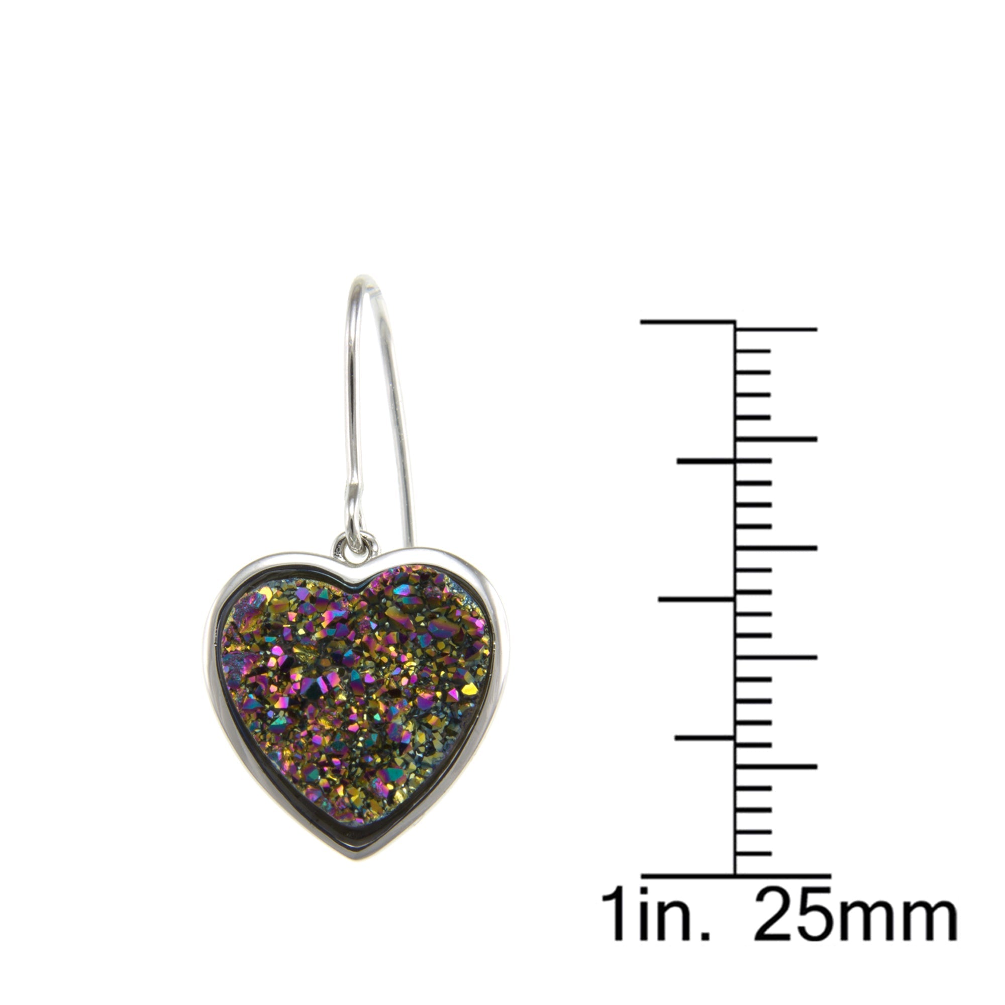 Pearlz Ocean Rainbow Druzy Heart Earrings