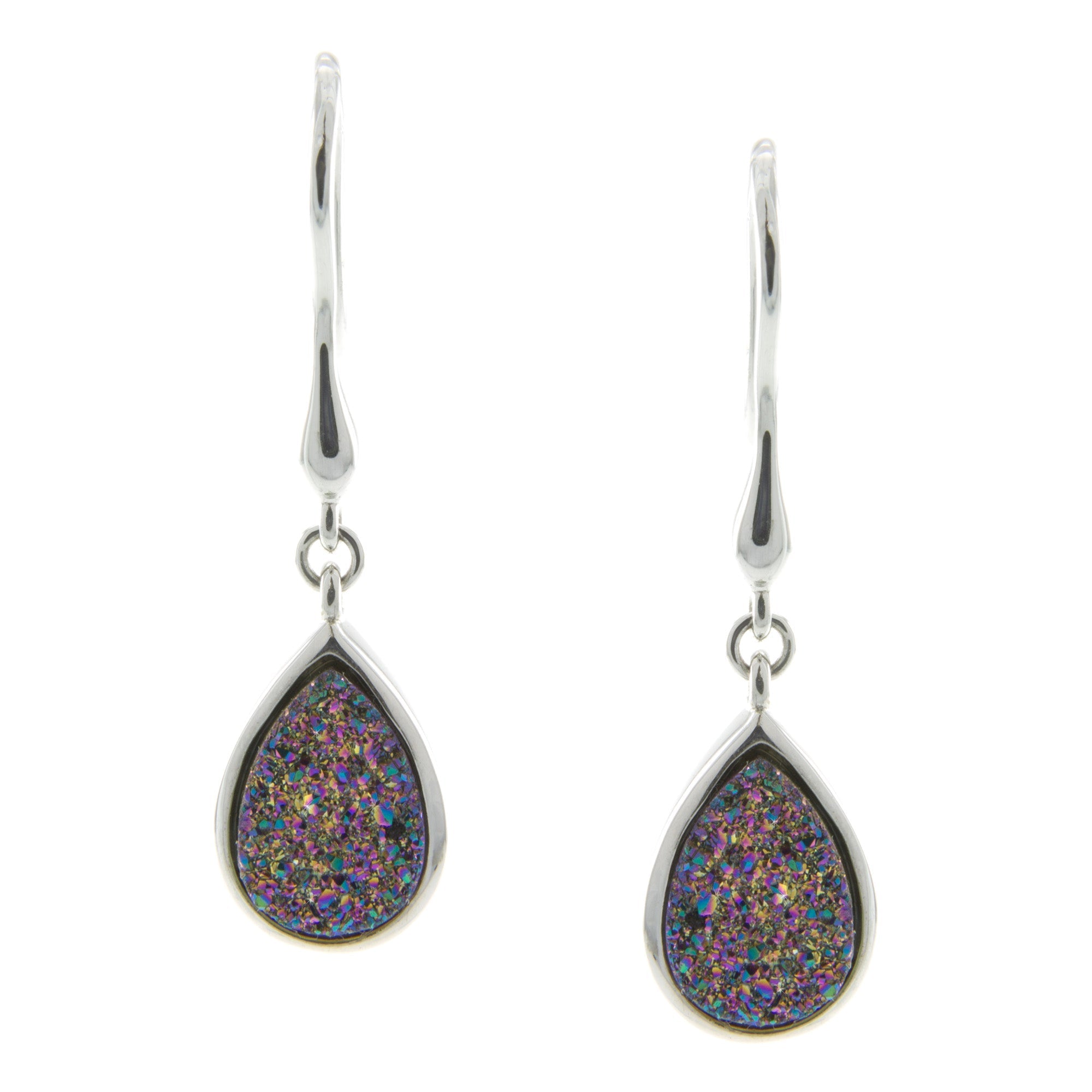 Pearlz Ocean Rainbow Teardrop Drusy Dangle Earrings