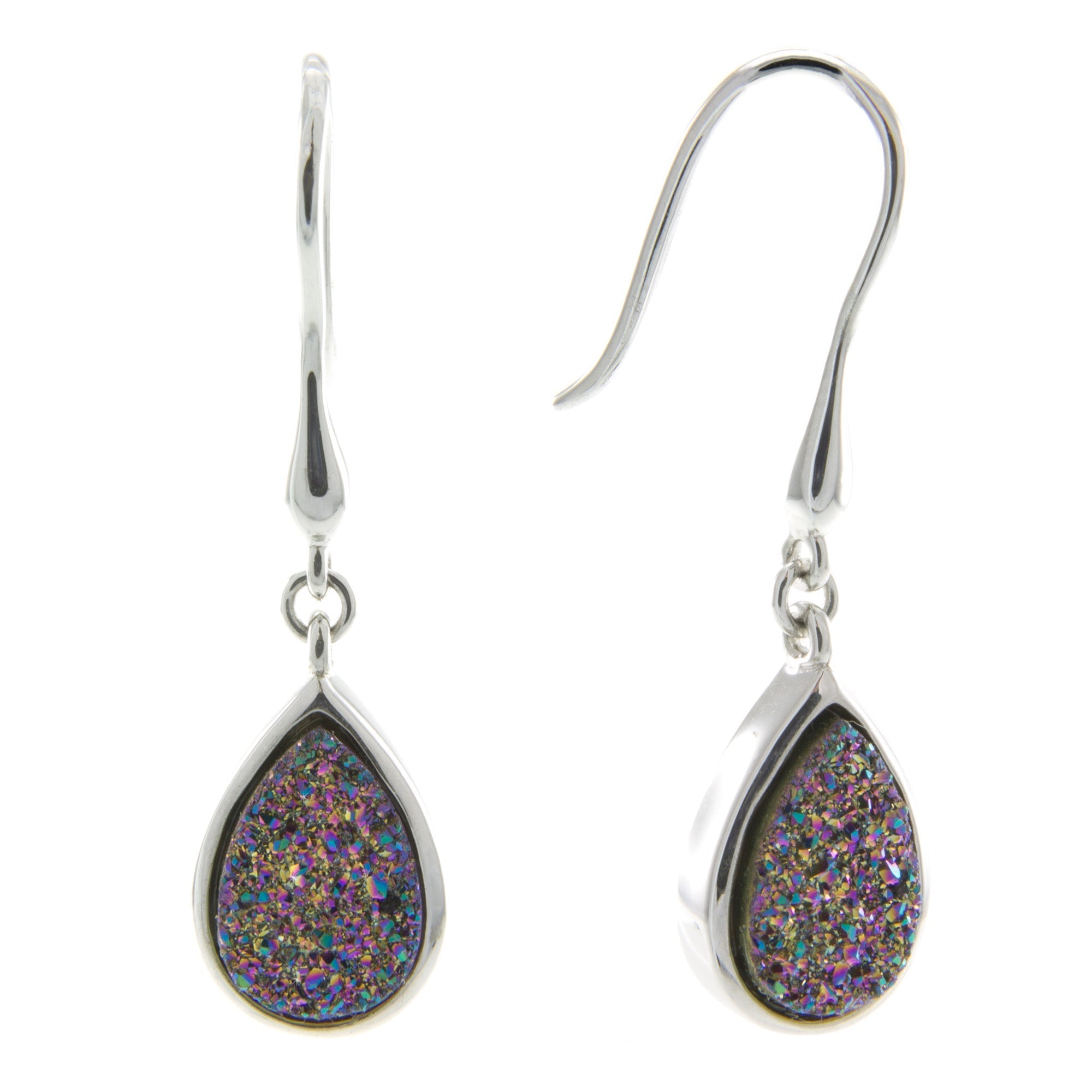 Pearlz Ocean Rainbow Teardrop Drusy Dangle Earrings