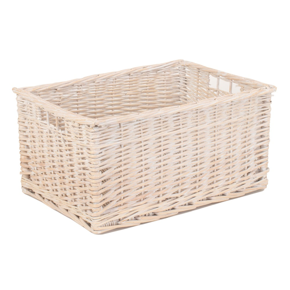 Red Hamper White Wash Storage Wicker Basket