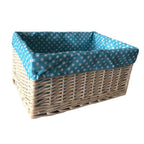 Red Hamper Blue Spotty Lined Wicker Storage Basket