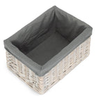 Red Hamper White Wash Grey Lined Open Storage Basket