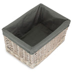 Red Hamper White Wash Grey Lined Open Storage Basket