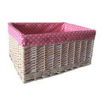Red Hamper Pink Spotty Lined Storage Basket