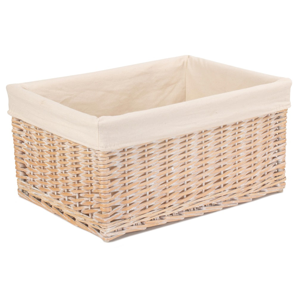 Red Hamper White Lined Storage Wicker Basket