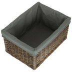 Red Hamper Antique Wash Grey Cotton Grey Lined Willow Storage Baskets