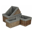 Red Hamper Antique Wash Grey Cotton Grey Lined Willow Storage Baskets