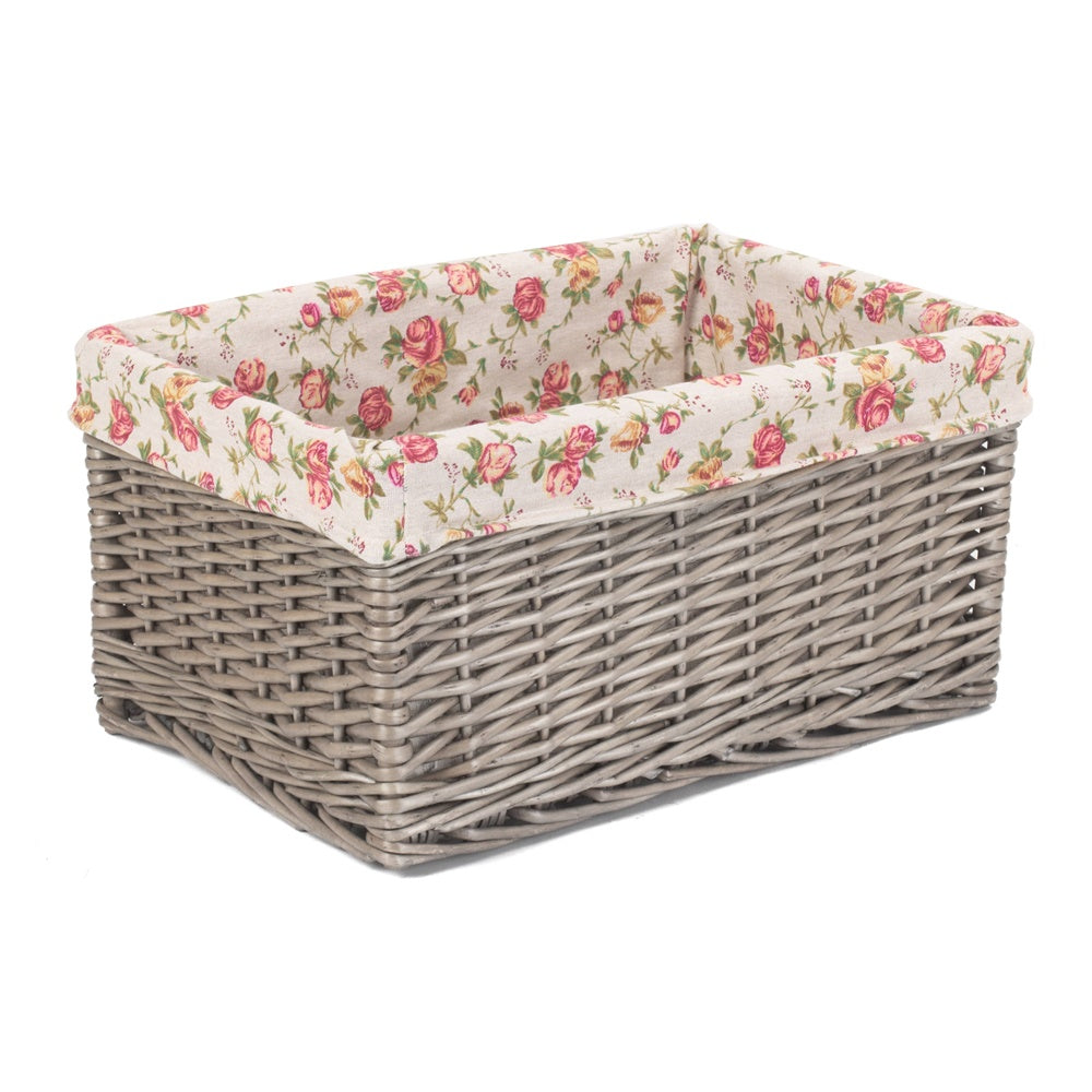 Red Hamper Antique Wash Garden Rose Willow Storage Baskets