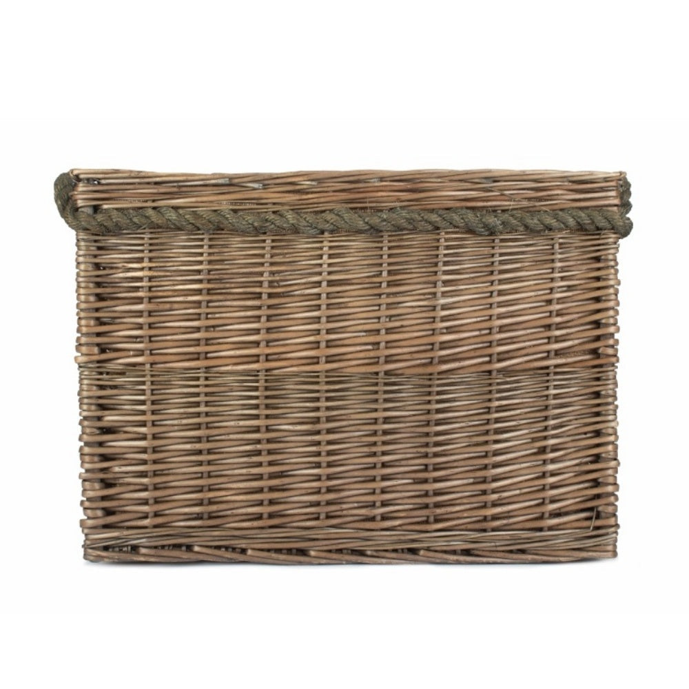 Rectangular Rope Handled Wicker Log Basket