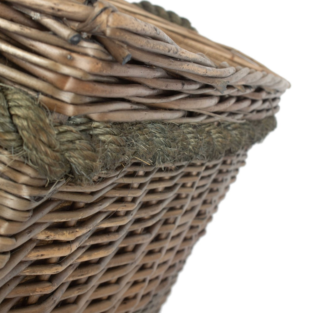 Rectangular Rope Handled Wicker Log Basket