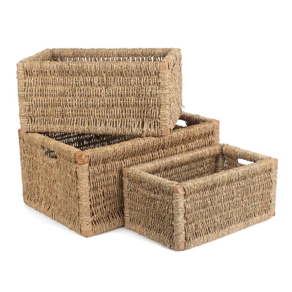 Red Hamper Seagrass Storage Basket