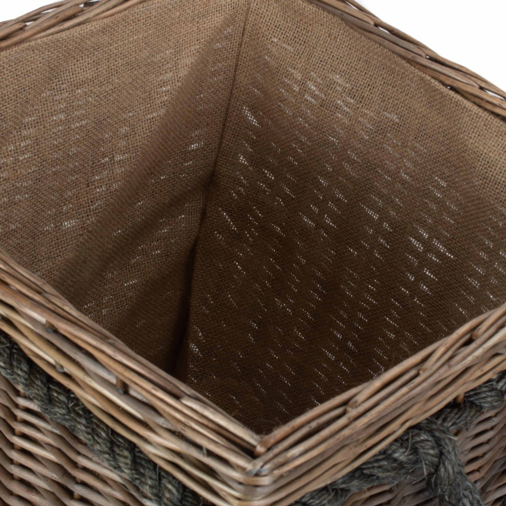 Square Rope Handled Log Storage Basket