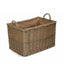 Antique Wash Rectangular Hessian Lined Wicker Log Basket