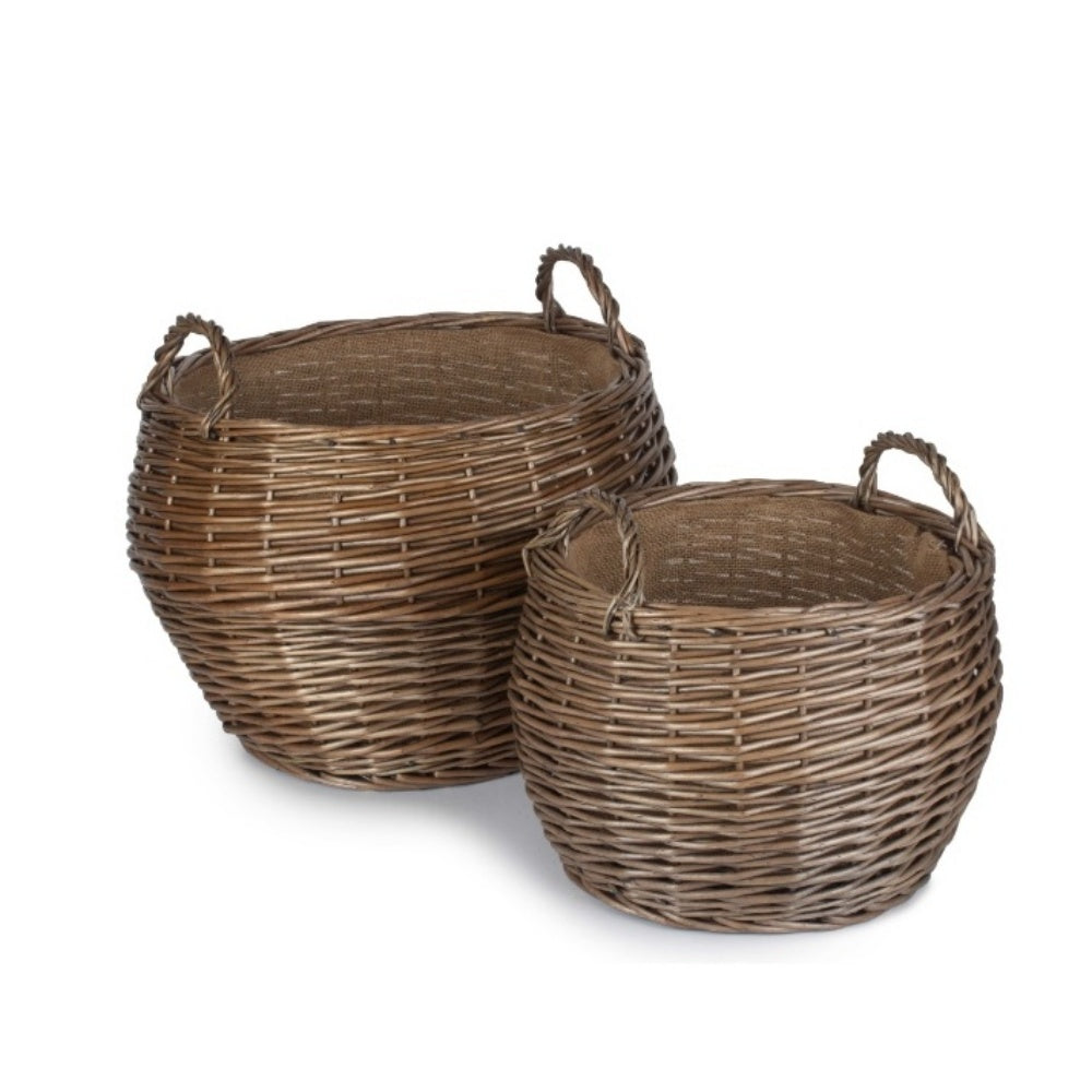 Antique Wash Stumpy Wicker Basket