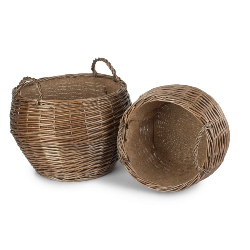 Antique Wash Stumpy Wicker Basket